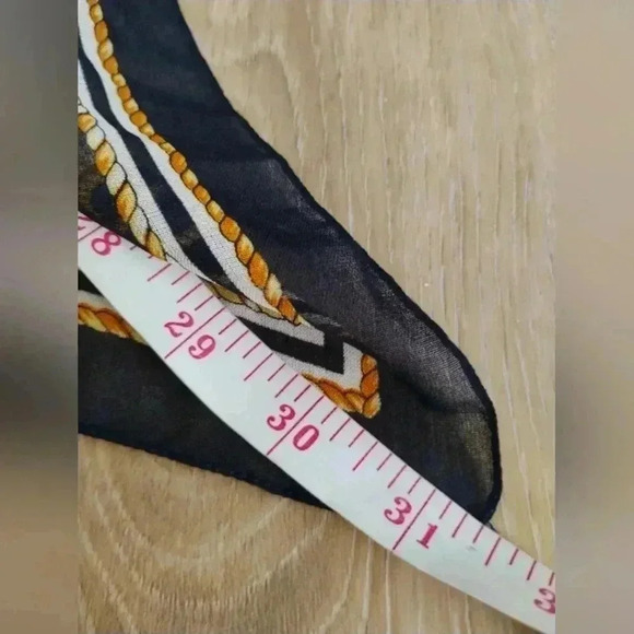 VINTAGE ITALIAN Square Scarf Nautical Gold Navy Art of the Scarf EUC Coastal - Picture 7 of 7